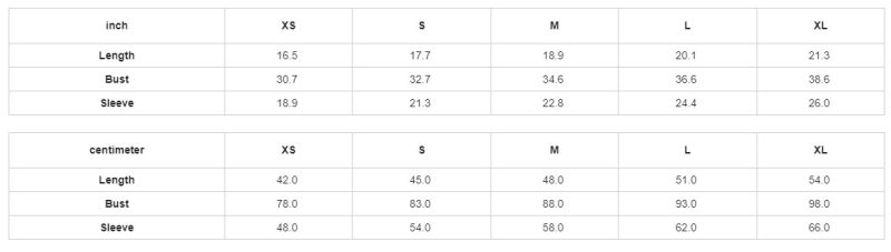 Kids Bomber Jacket Size Chart